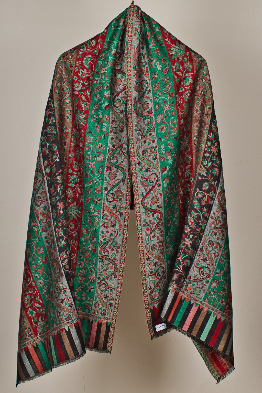 Fine Wool Silk Pashmina Shawl with Multicolor Elegance