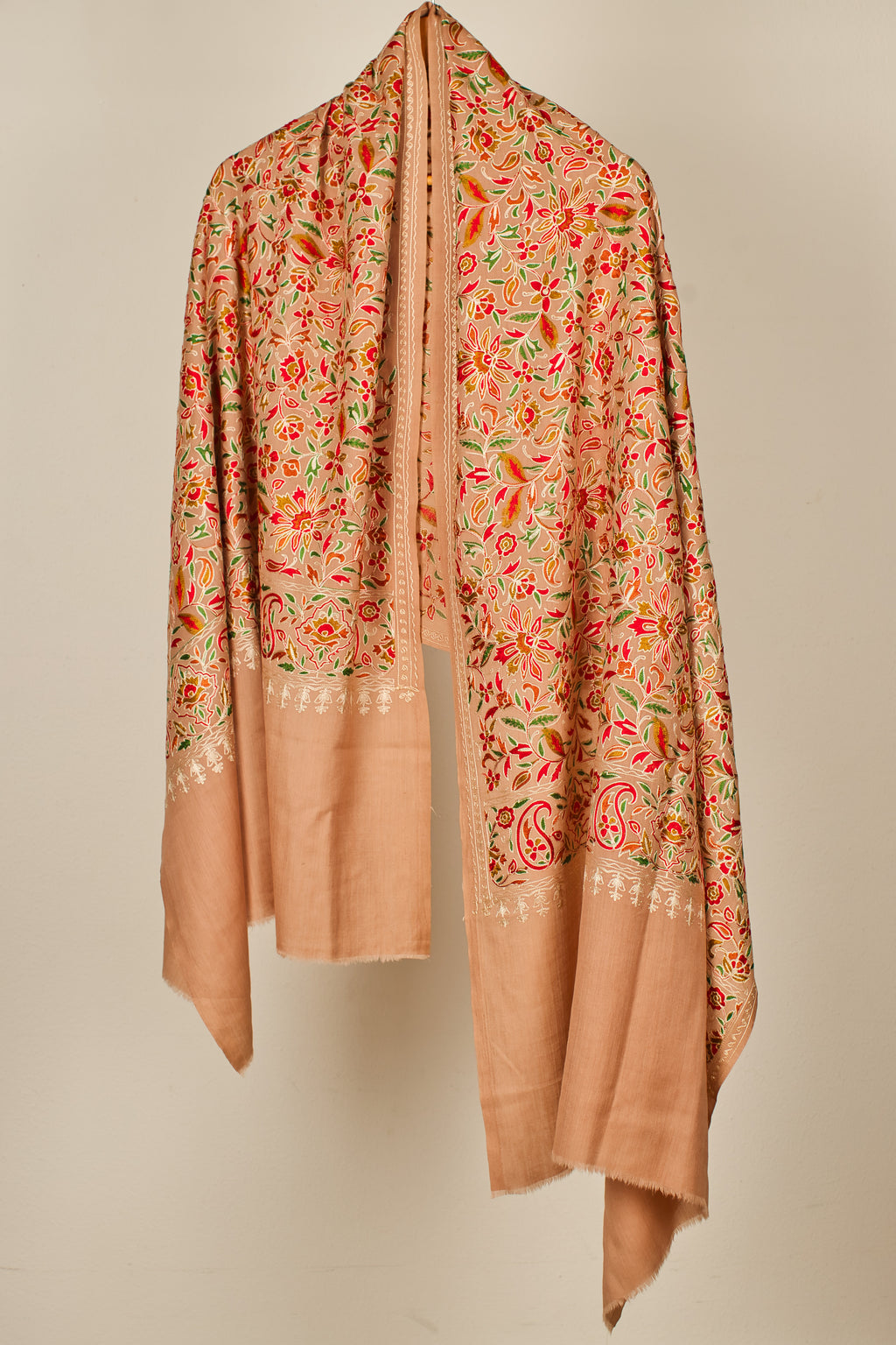 Fine Wool Fully Embroidered Pashmina Shawl- Elegant Partywear for Women