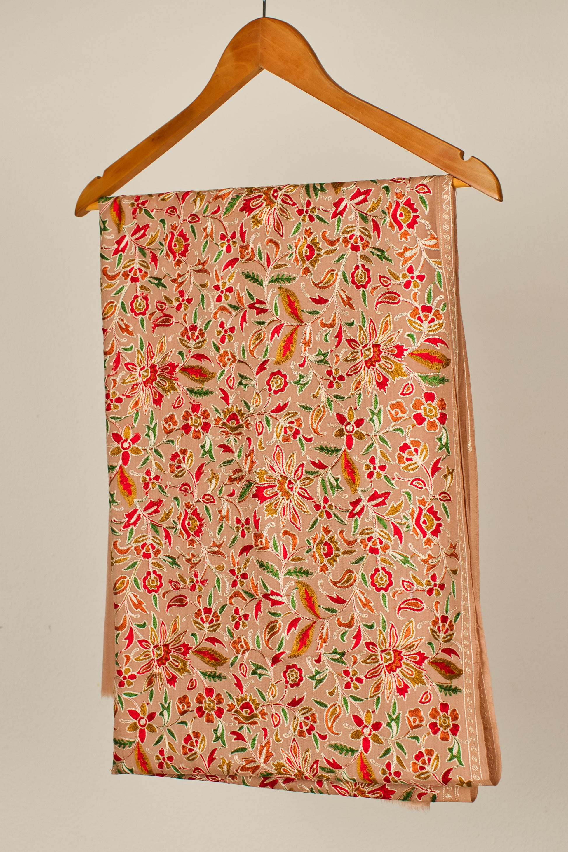 Fine Wool Fully Embroidered Pashmina Shawl- Elegant Partywear for Women