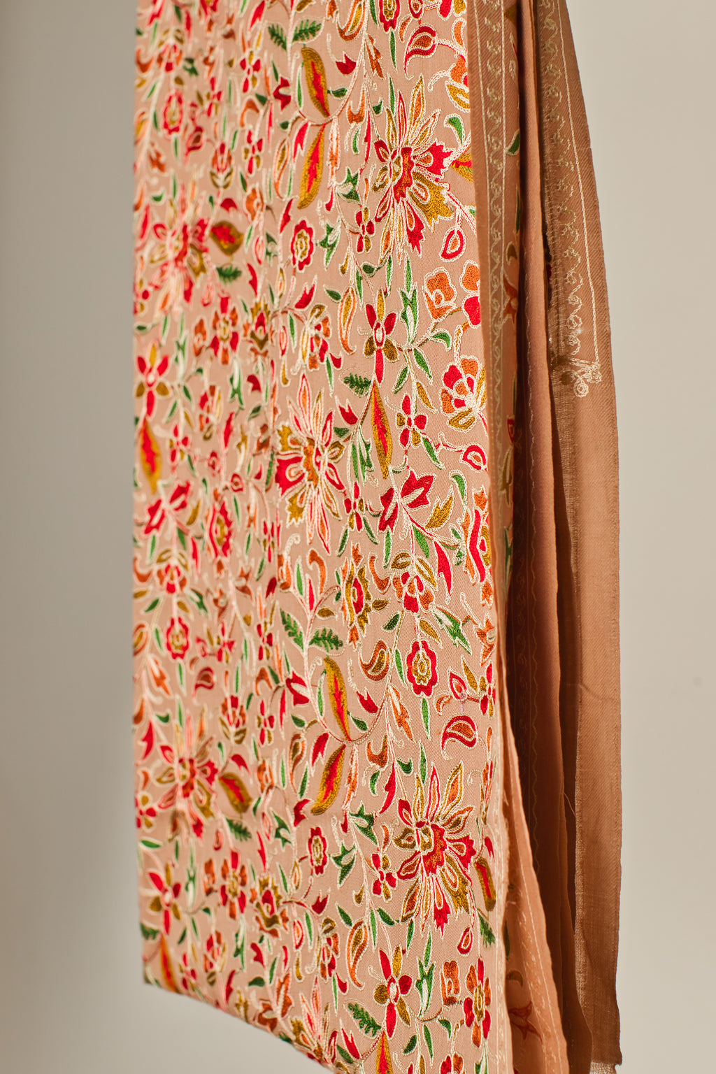 Fine Wool Fully Embroidered Pashmina Shawl- Elegant Partywear for Women