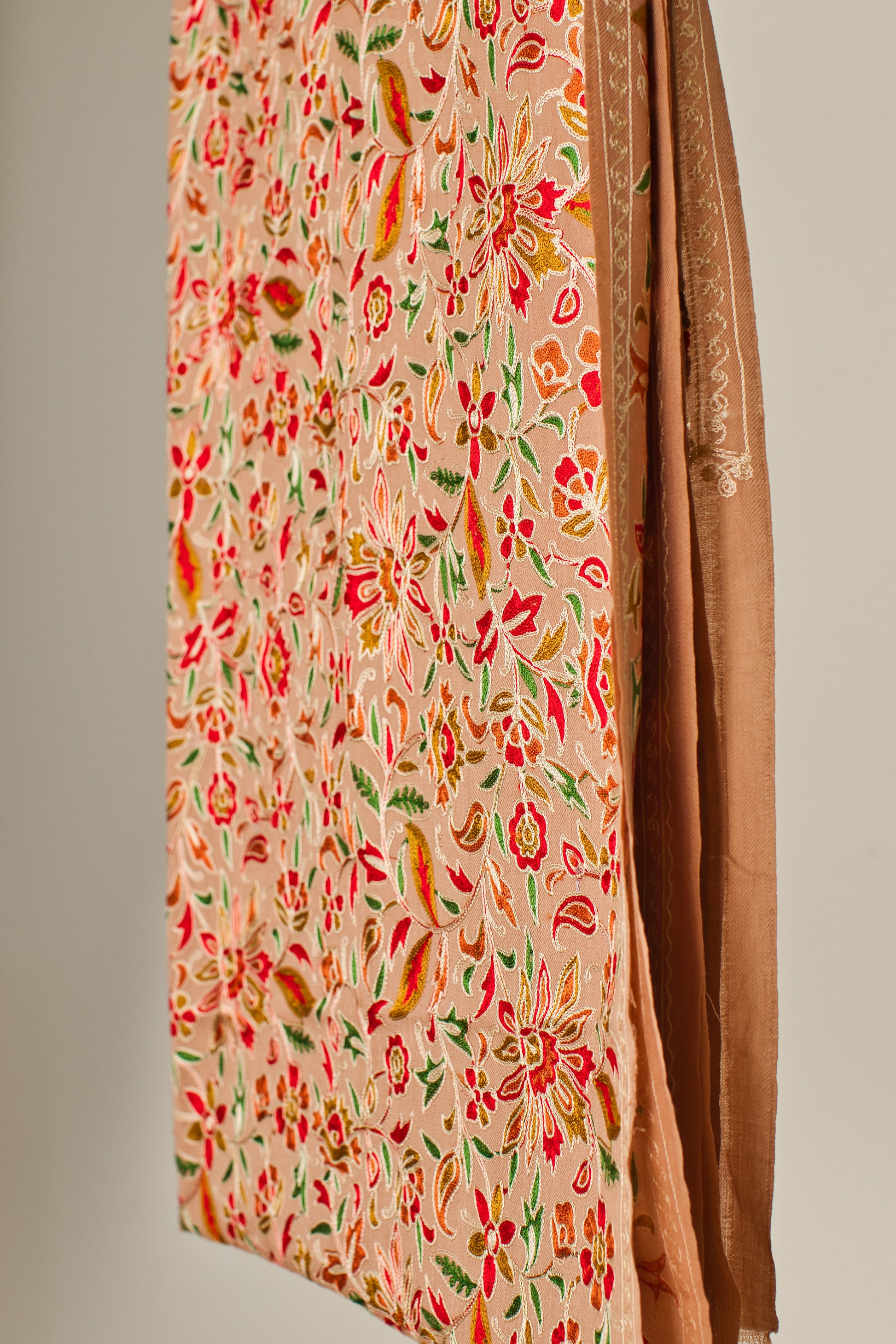 Fine Wool Fully Embroidered Pashmina Shawl- Elegant Partywear for Women