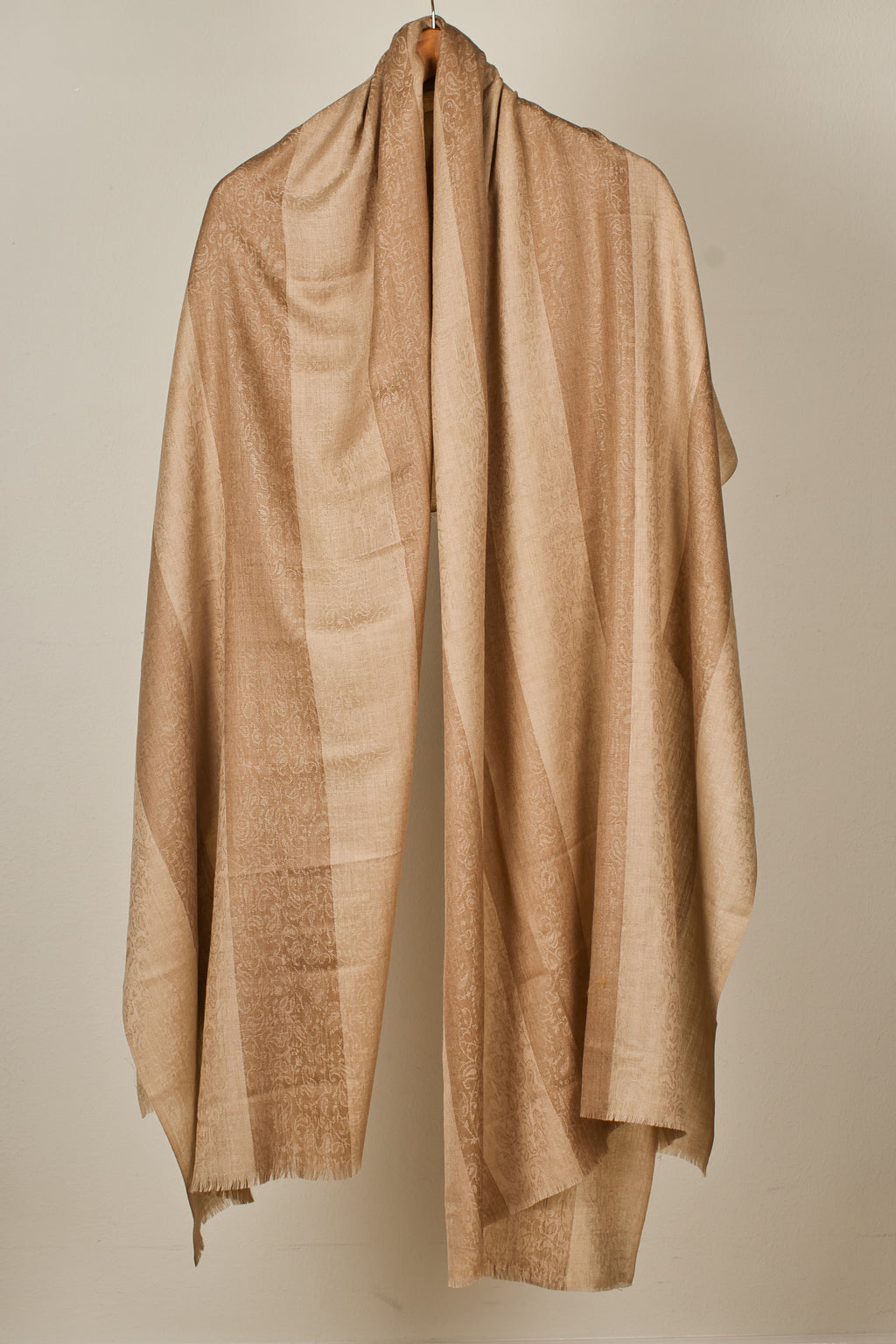 Extra Fine Wool Pashmina Shawl with Beige Design