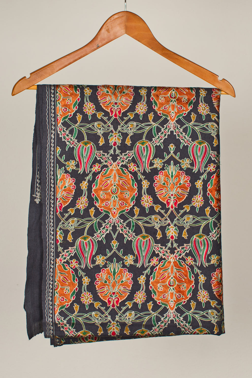 Fine Wool Fully Embroidered Pashmina Shawl- Elegant Partywear for Women