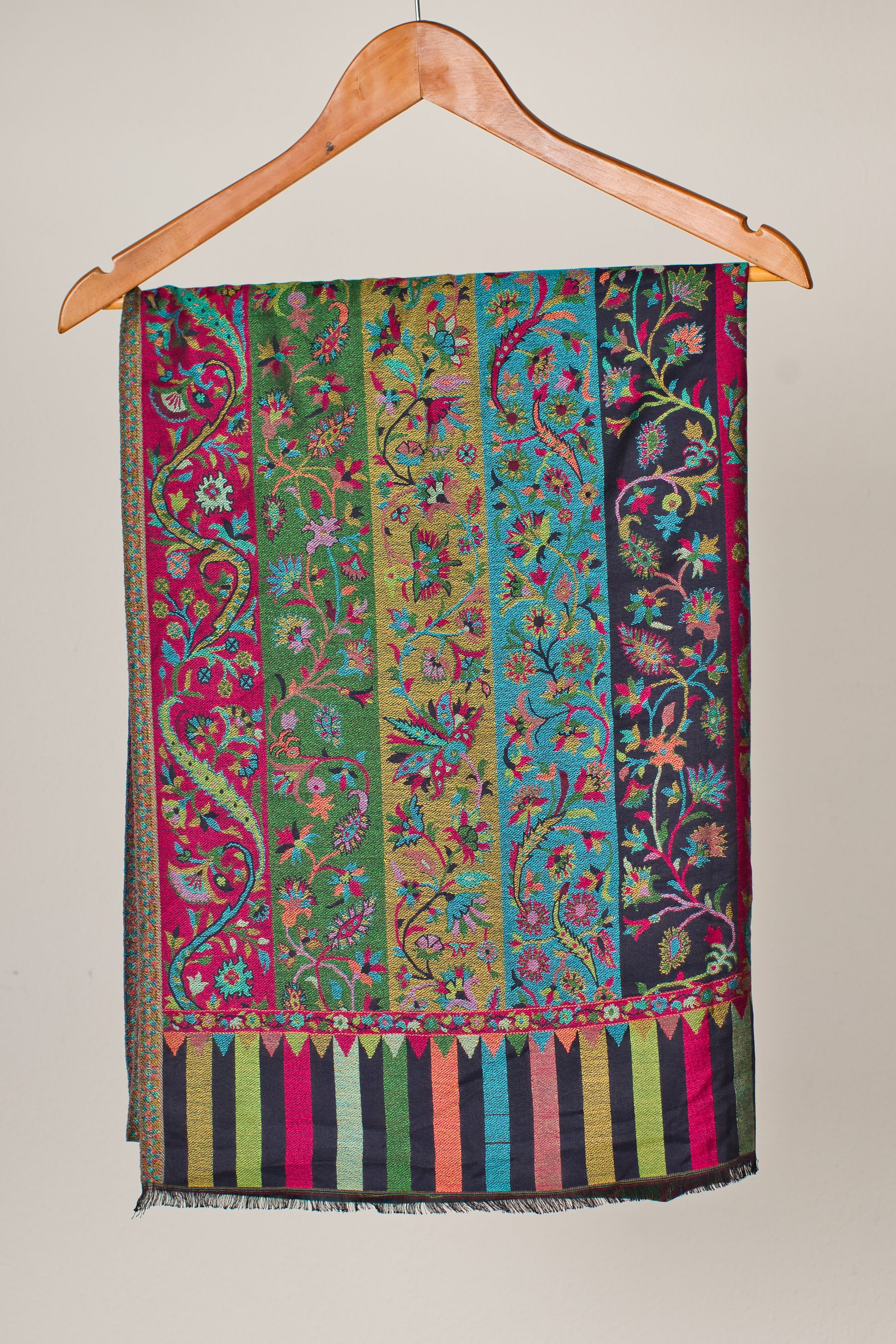 Fine Wool Silk Pashmina Shawl with Multicolor Elegance