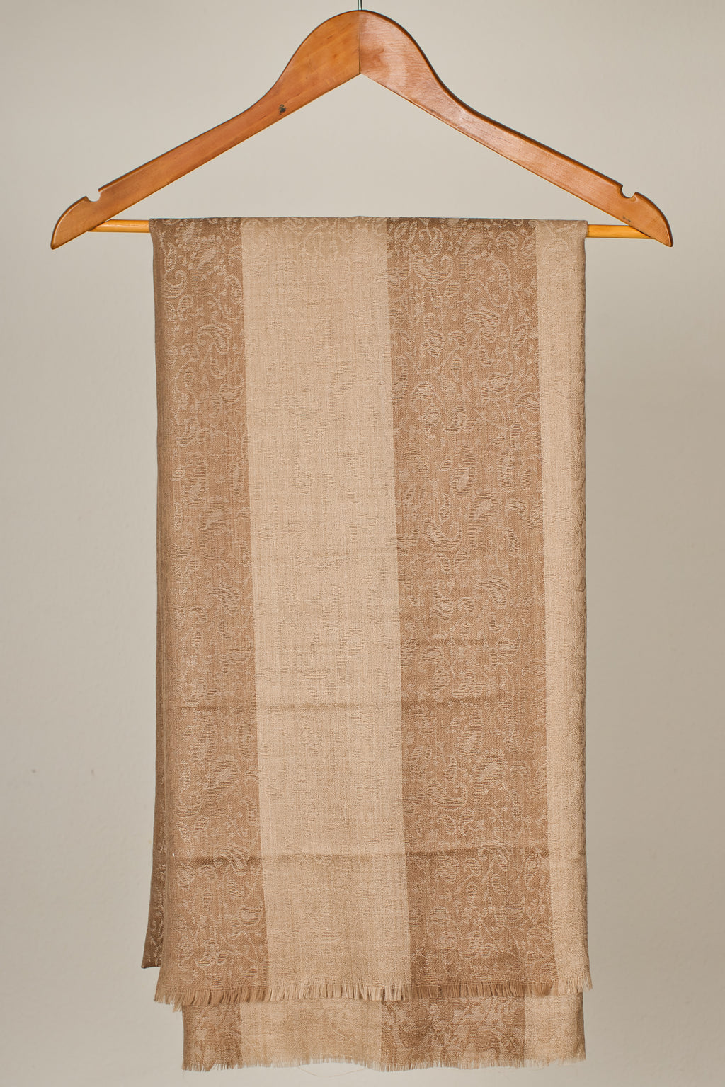 Extra Fine Wool Pashmina Shawl with Beige Design