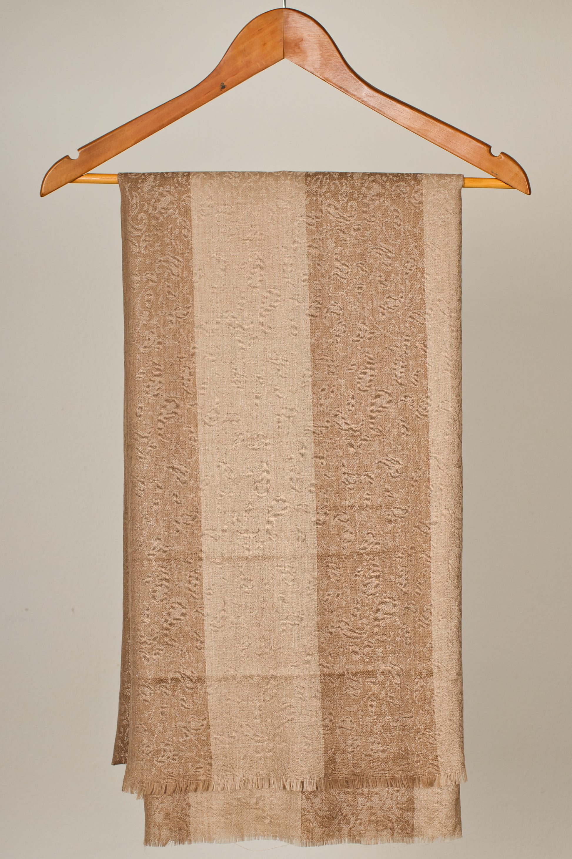 Extra Fine Wool Pashmina Shawl with Beige Design