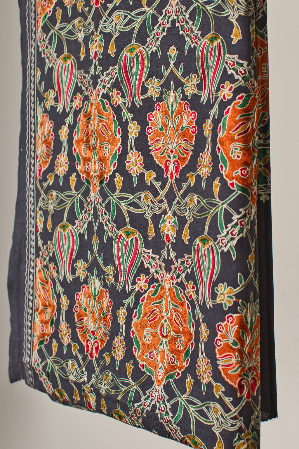 Fine Wool Fully Embroidered Pashmina Shawl- Elegant Partywear for Women