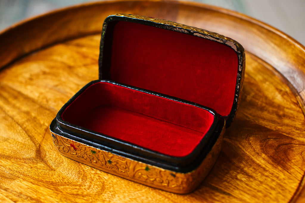Hand-Painted Kashmiri Papier Mâché Jewelry Storage Box