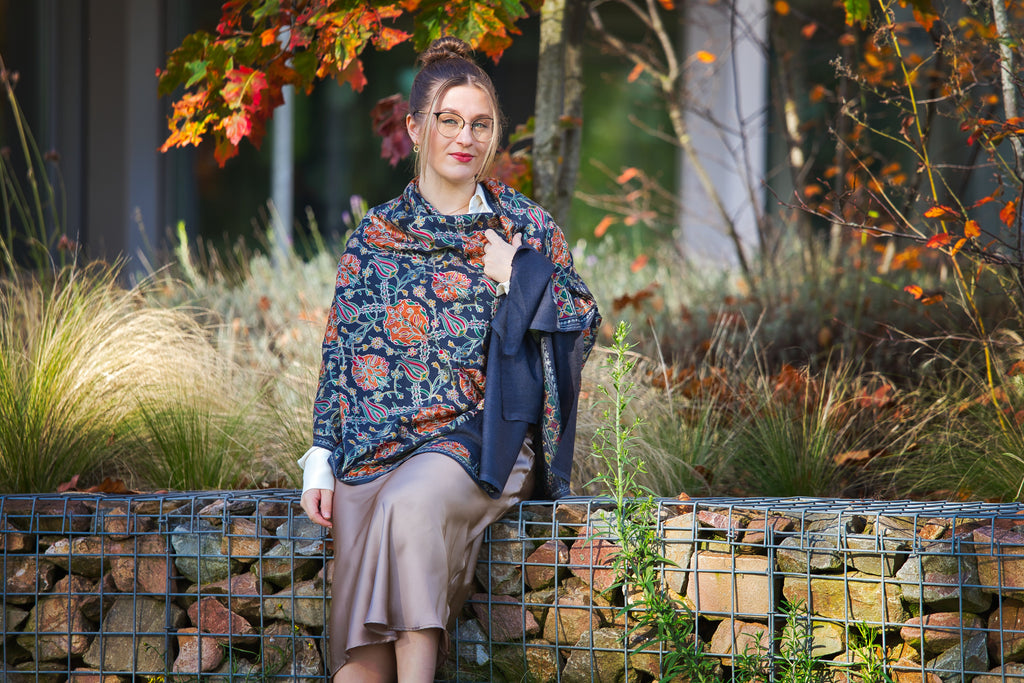 Fine Wool Fully Embroidered Pashmina Shawl- Elegant Partywear for Women