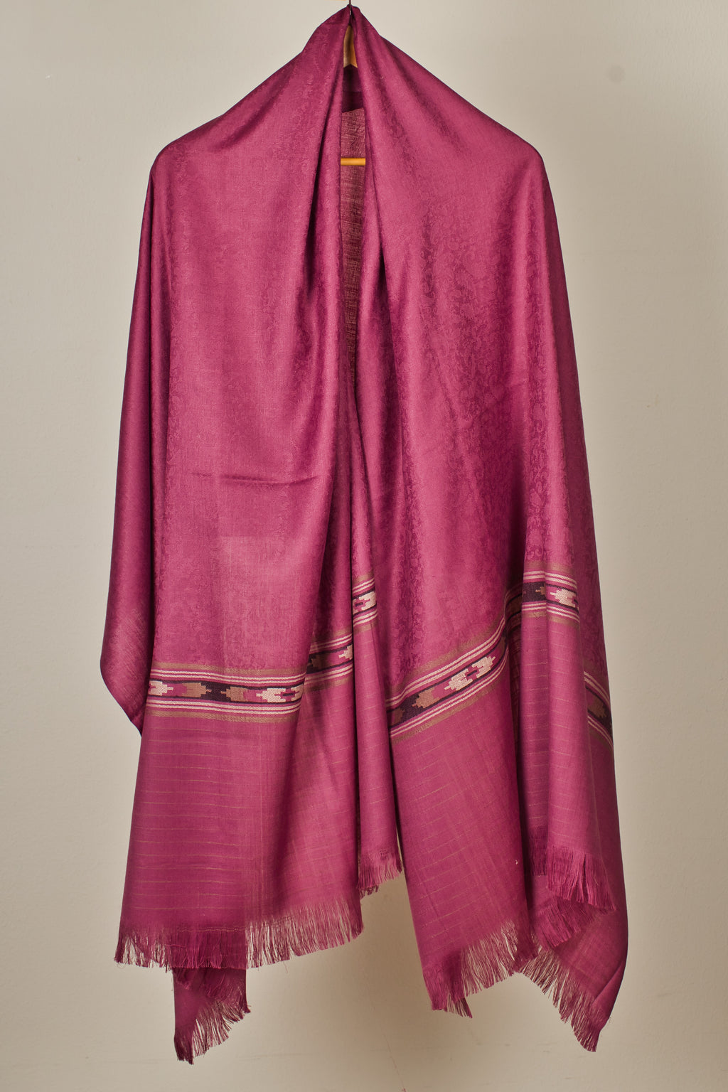 Women's Cashmere Pashmina Wrap with Aztec Weave in Peel Lilac
