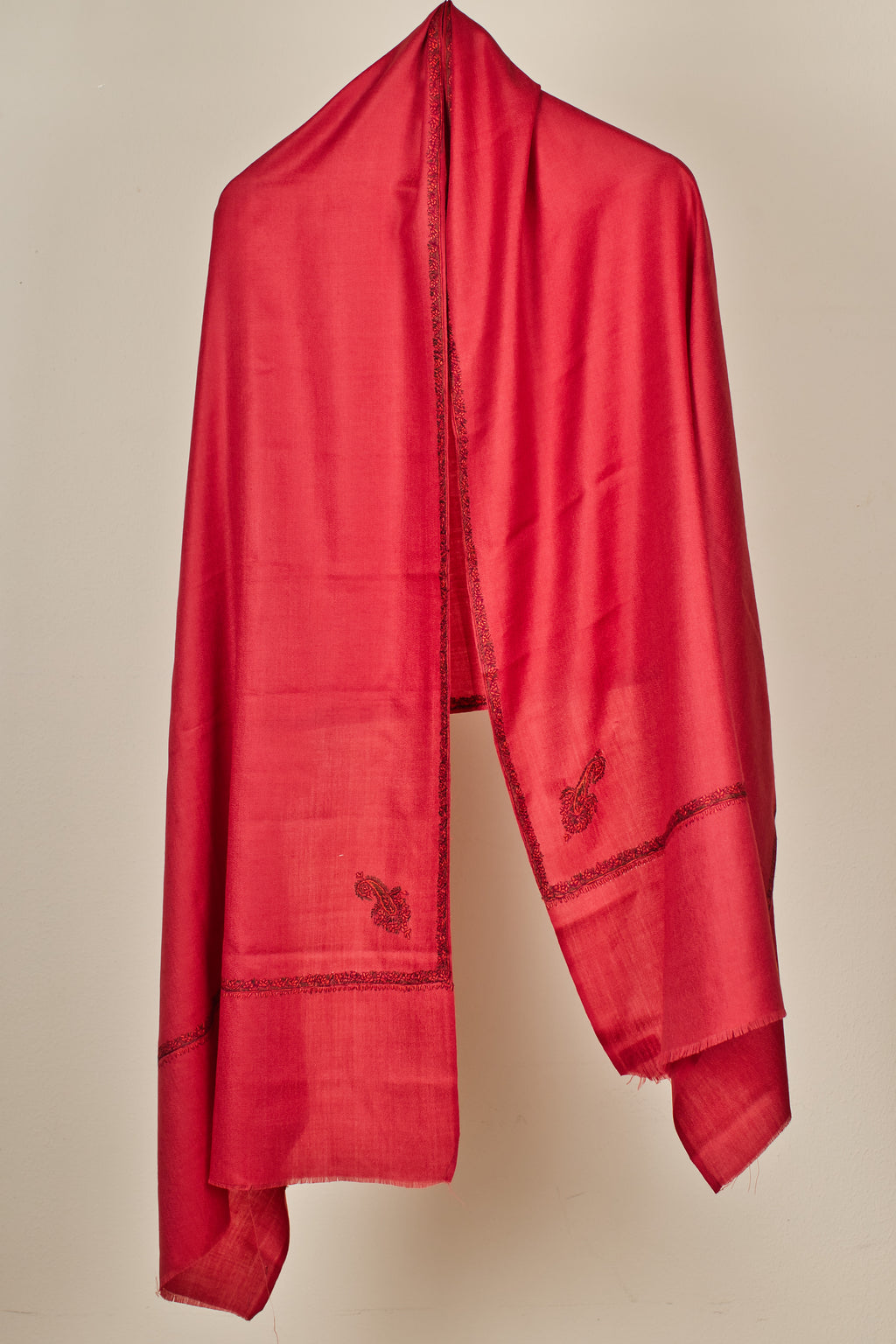 Fine Wool Handwoven Pashmina Stole, Kashmiri Embroidery Border