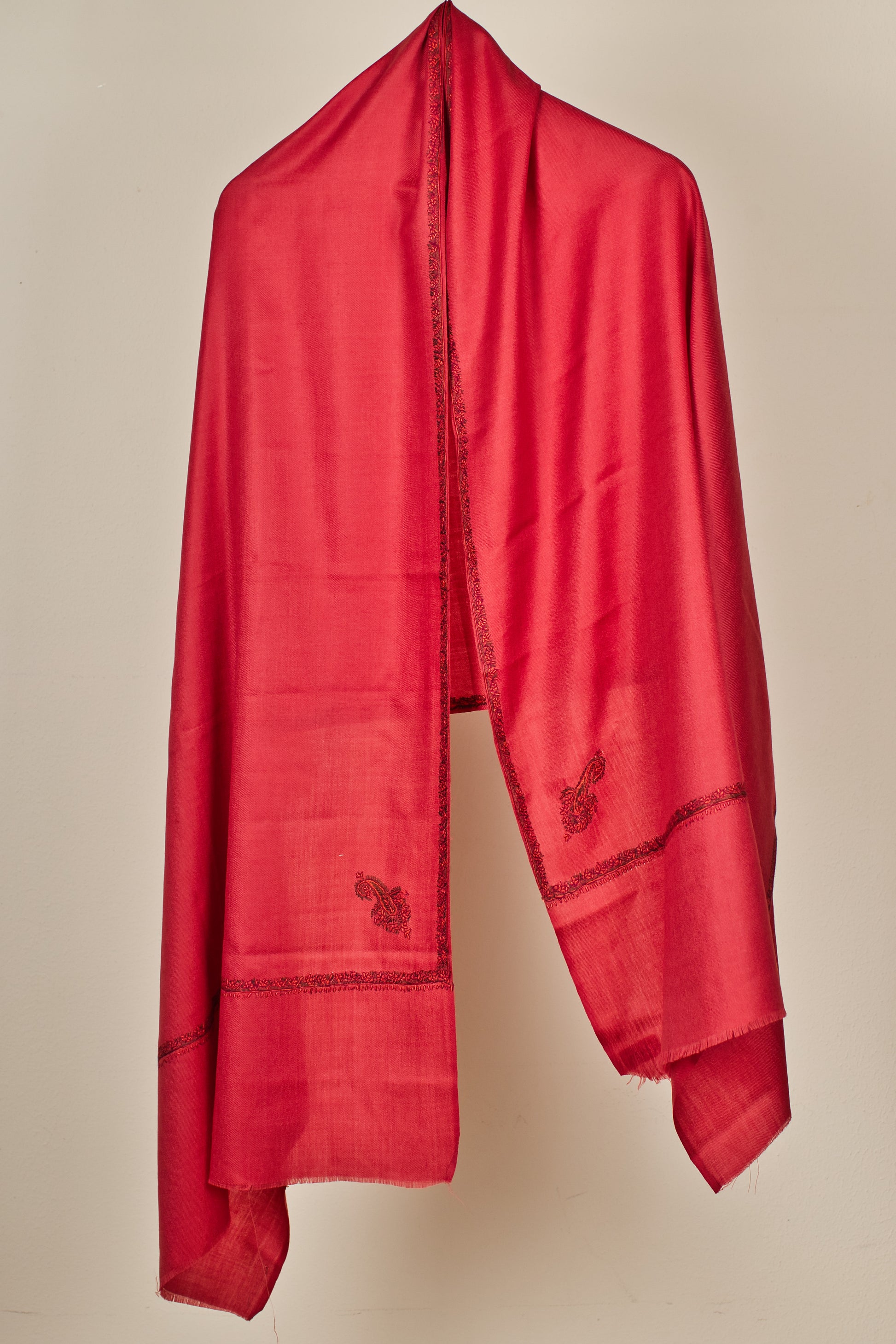 Fine Wool Handwoven Pashmina Stole, Kashmiri Embroidery Border