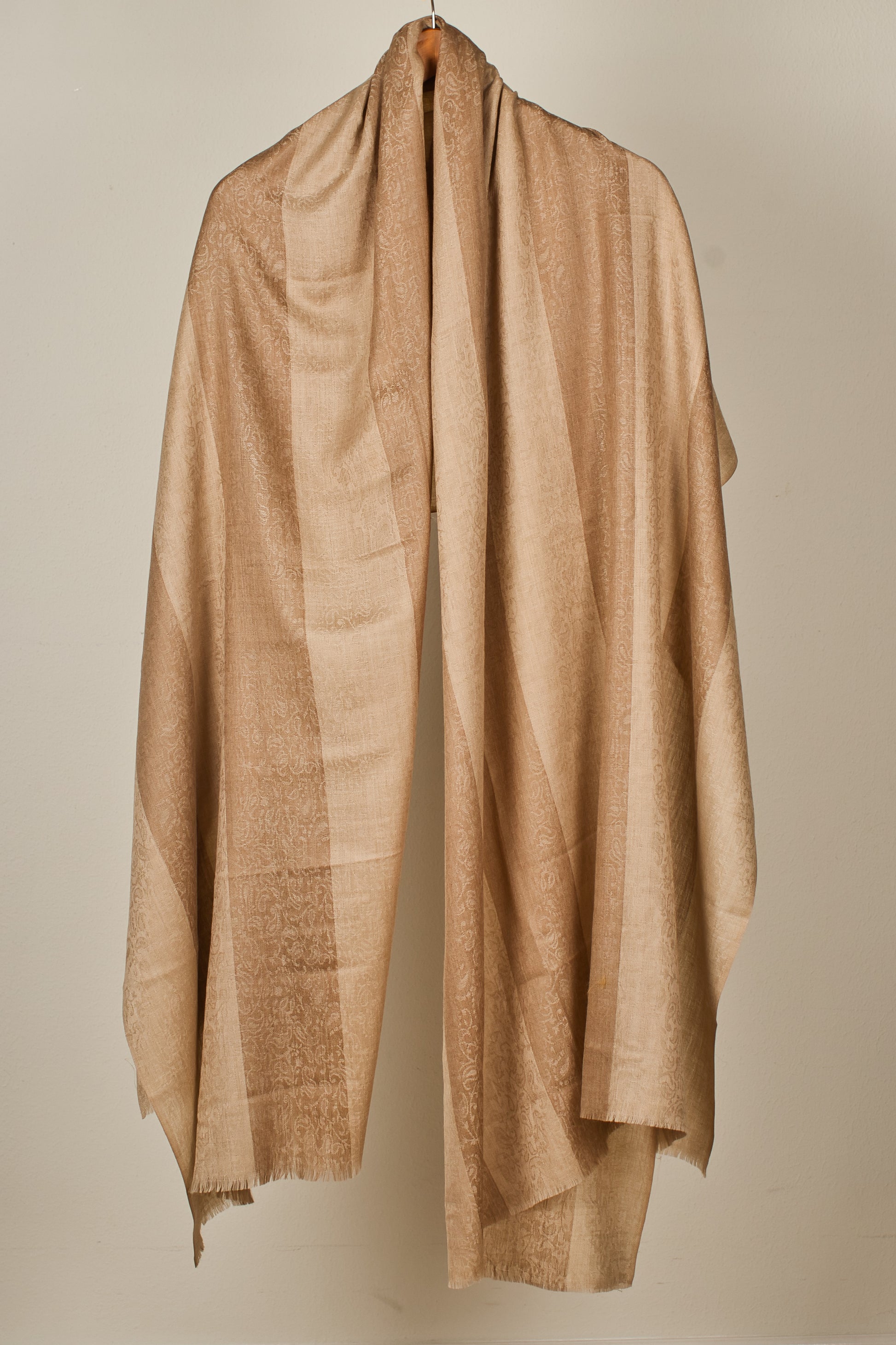 Cashmere Fine Wool Stole with Beige Design