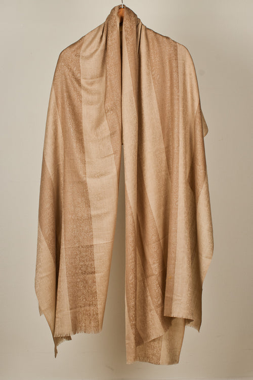 Cashmere Fine Wool Stole with Beige Design