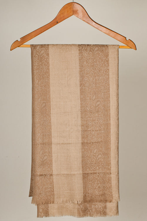 Cashmere Fine Wool Stole with Beige Design
