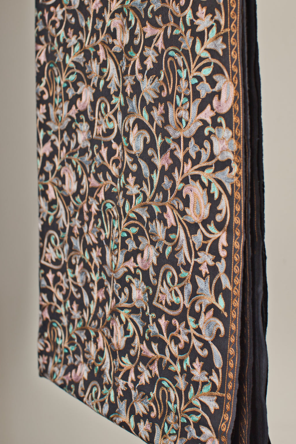 Fine Wool Fully Embroidered Pashmina Shawl- Elegant Partywear for Women