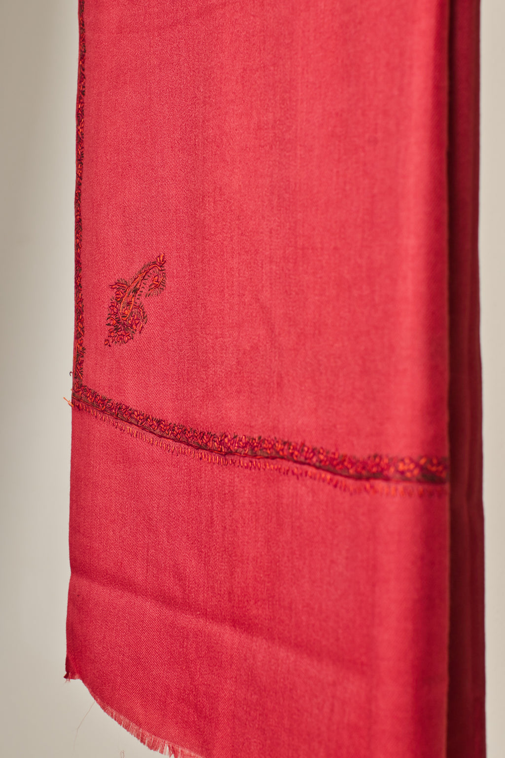 Fine Wool Handwoven Pashmina Stole, Kashmiri Embroidery Border