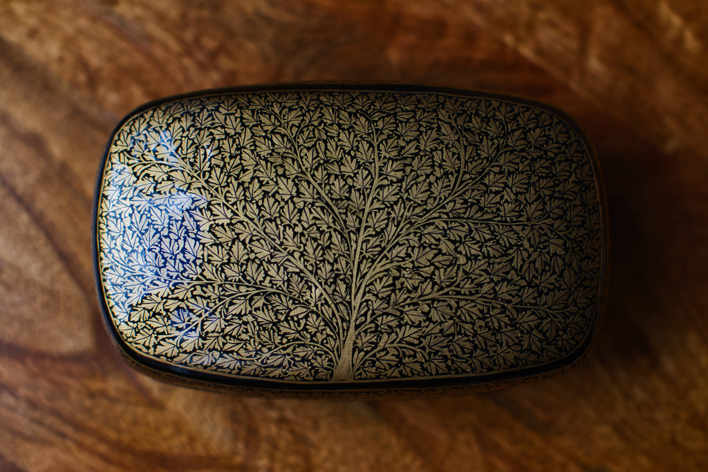 Hand-Painted Kashmiri Papier Mâché Jewelry Storage Box