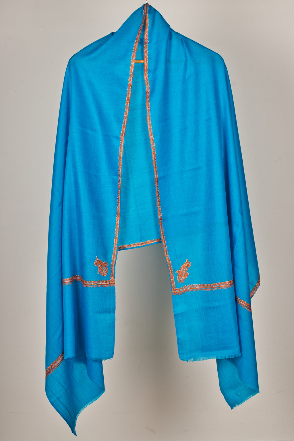 Fine Wool Handwoven Pashmina Stole with Kashmiri Embroidery Border