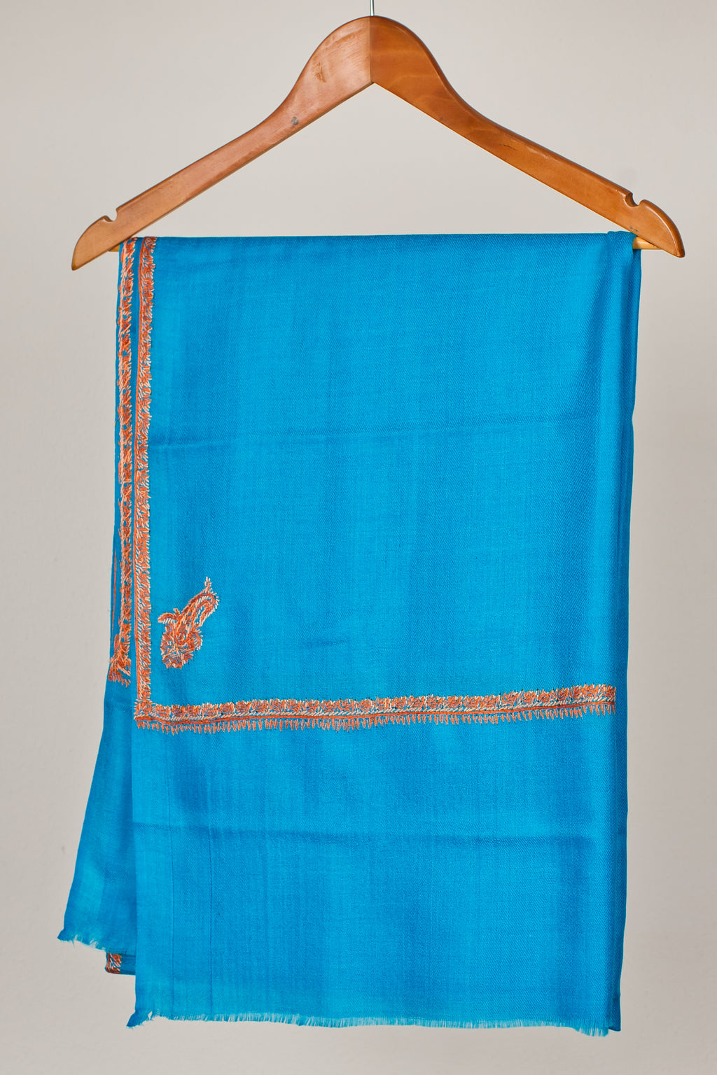 Fine Wool Handwoven Pashmina Stole with Kashmiri Embroidery Border