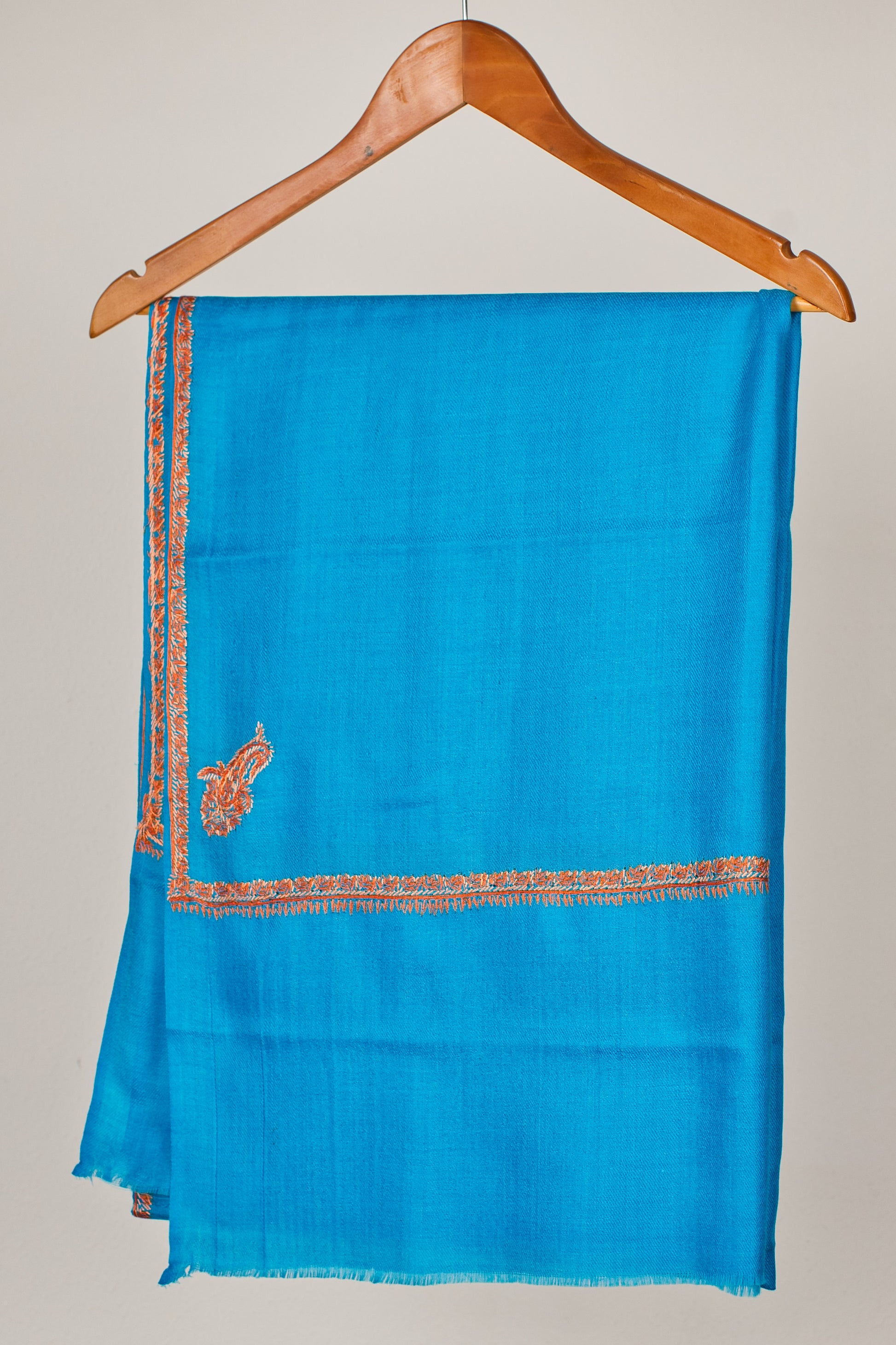 Fine Wool Handwoven Pashmina Stole with Kashmiri Embroidery Border