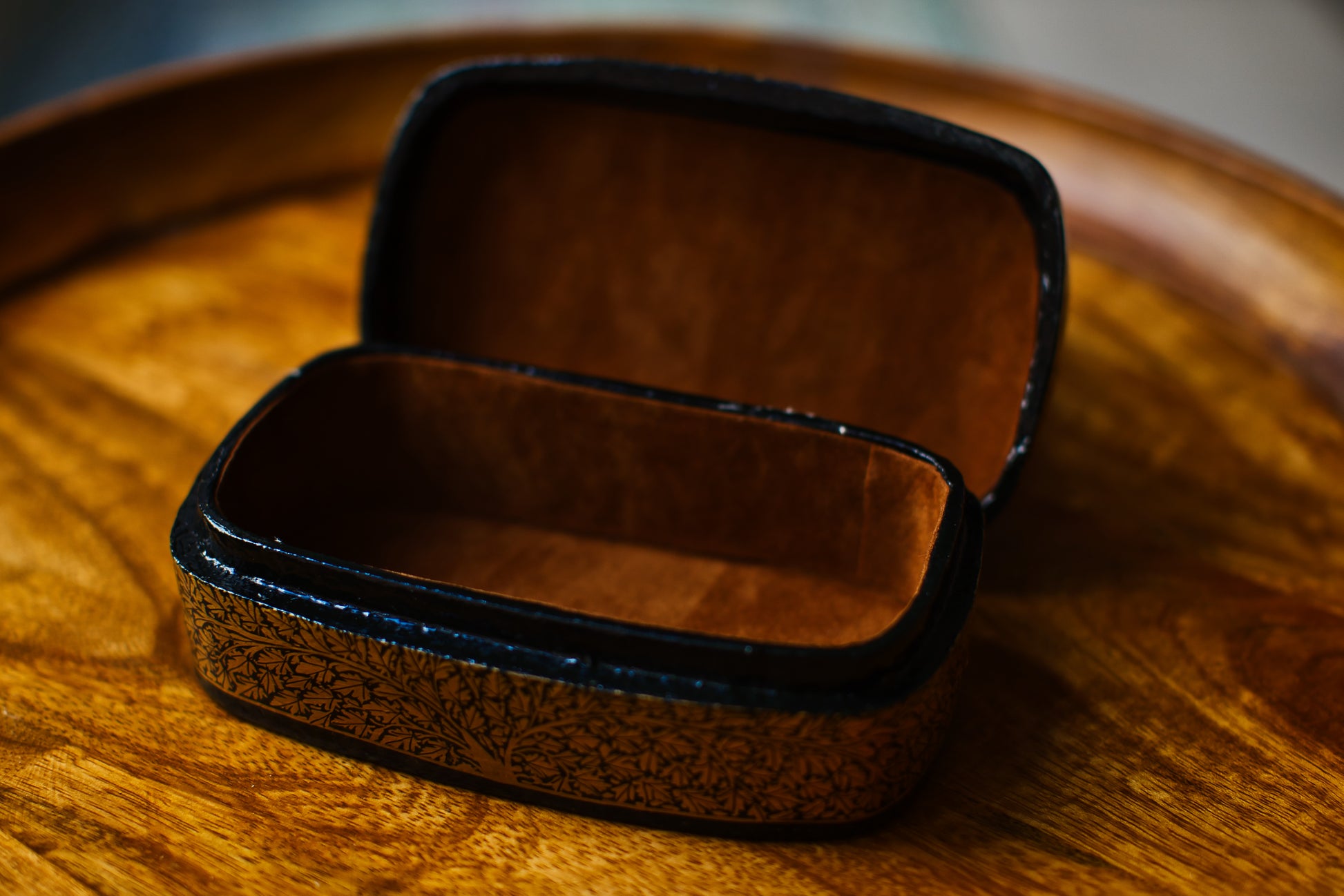 Hand-Painted Kashmiri Papier Mâché Jewelry Storage Box