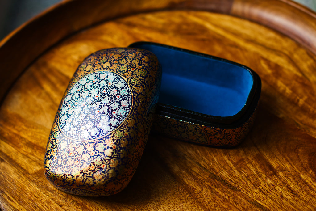 Hand-Painted Kashmiri Papier Mâché Jewelry Storage Box