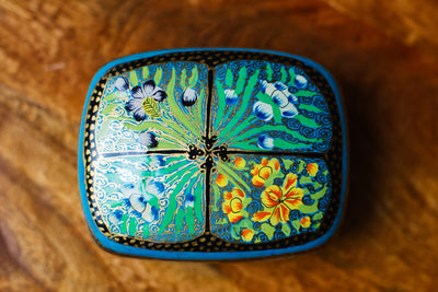 Hand-Painted Kashmiri Papier Mâché Jewelry Storage Box