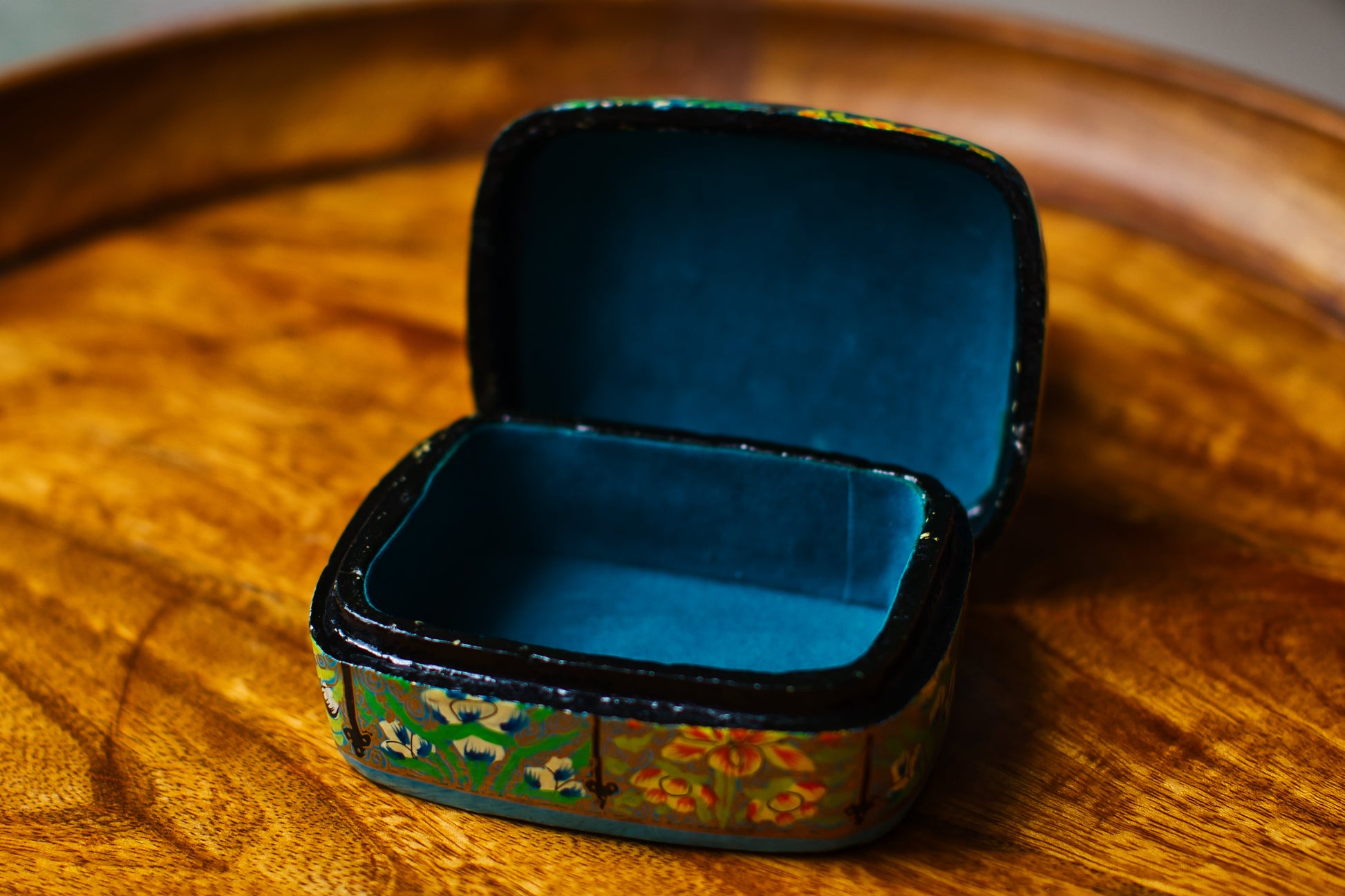 Hand-Painted Kashmiri Papier Mâché Jewelry Storage Box