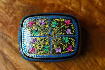 Hand-Painted Kashmiri Papier Mâché Jewelry Storage Box
