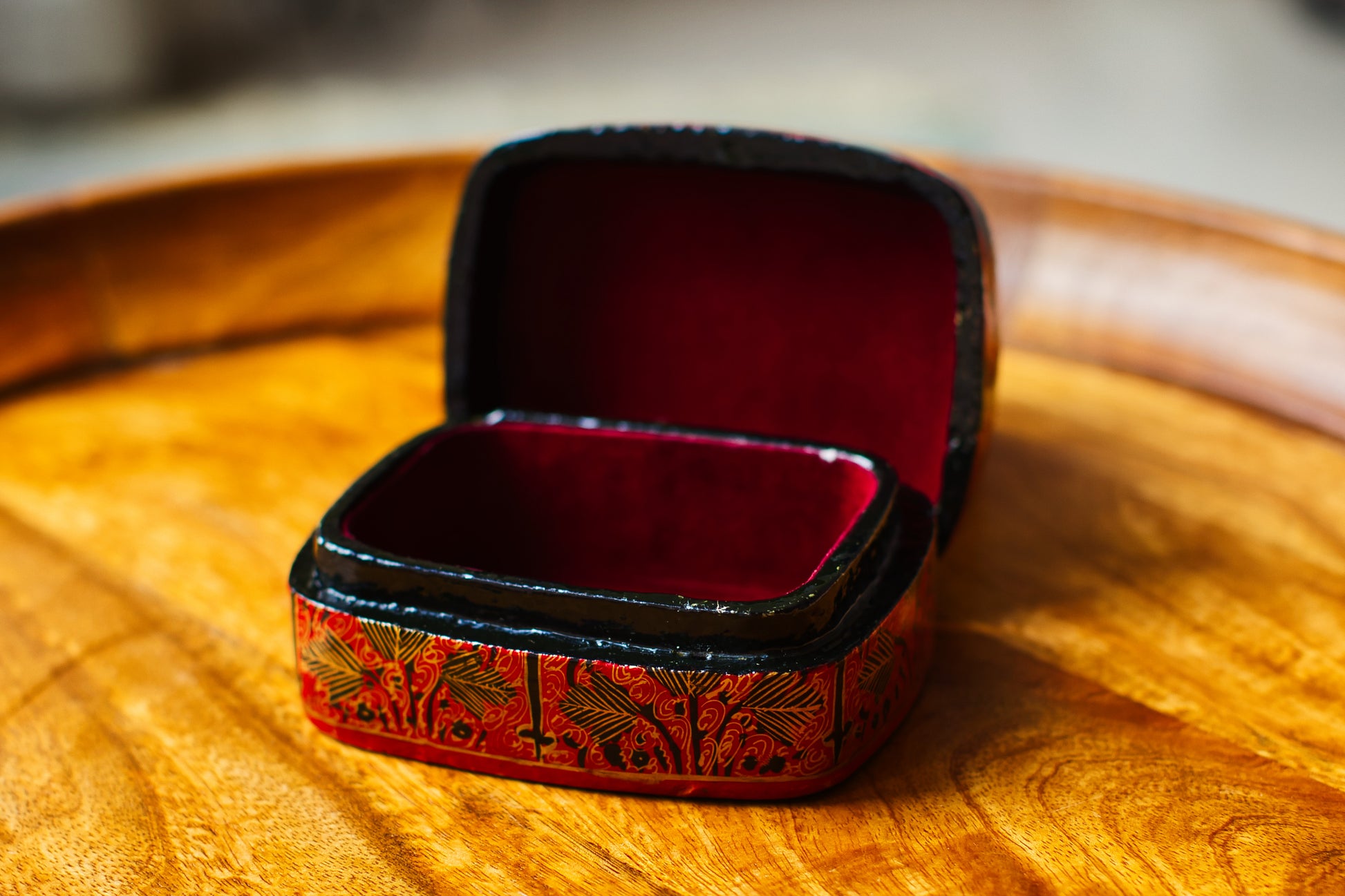 Hand-Painted Kashmiri Papier Mâché Jewelry Storage Box