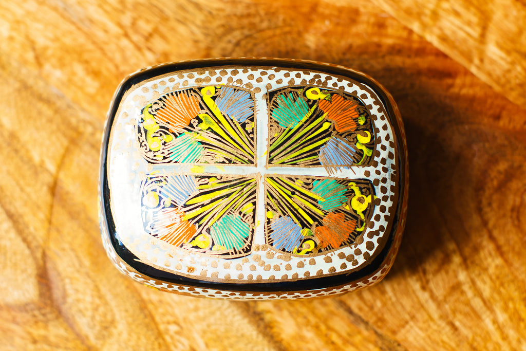 Hand-Painted Kashmiri Papier Mâché Jewelry Storage Box