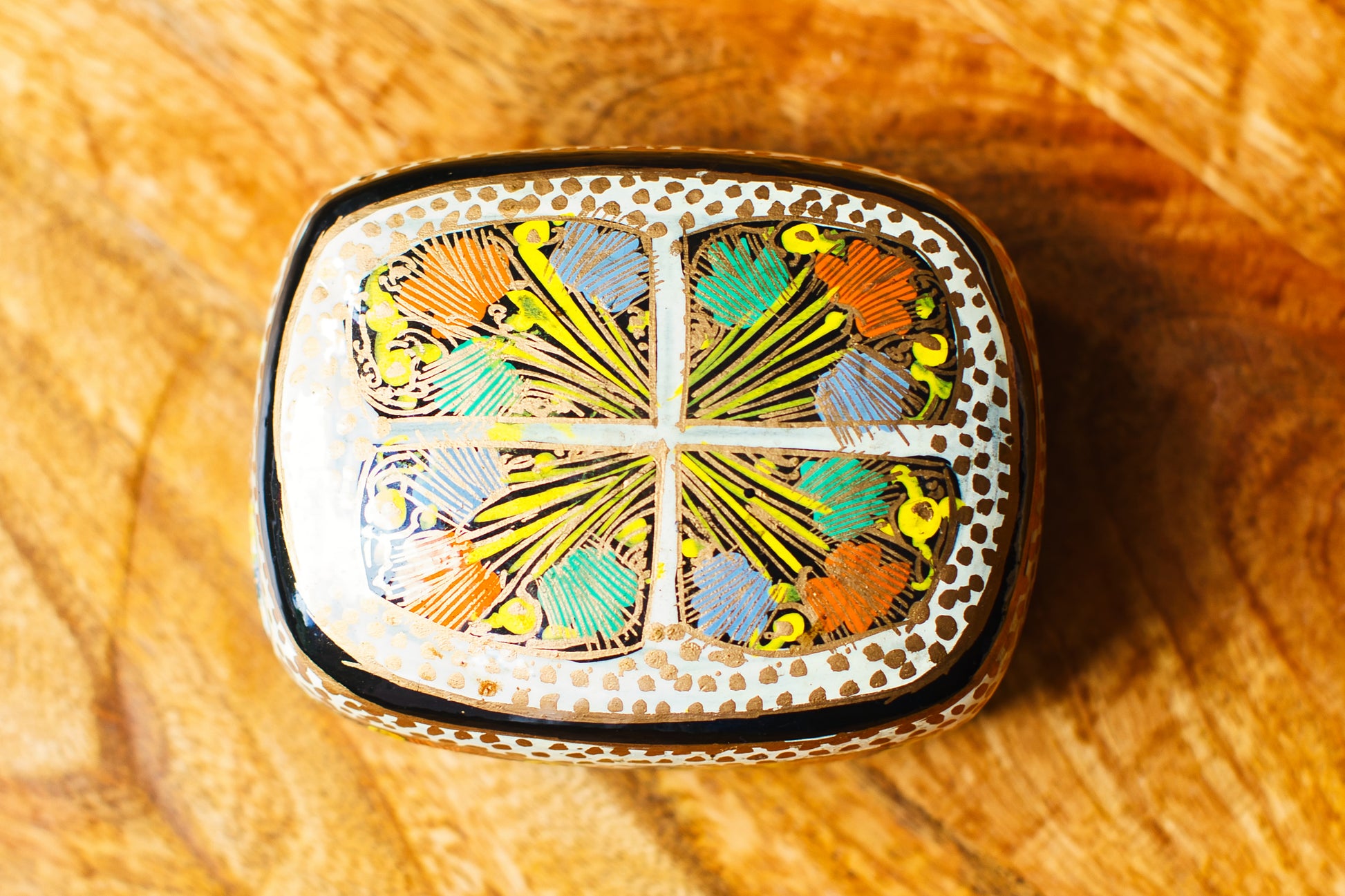 Hand-Painted Kashmiri Papier Mâché Jewelry Storage Box