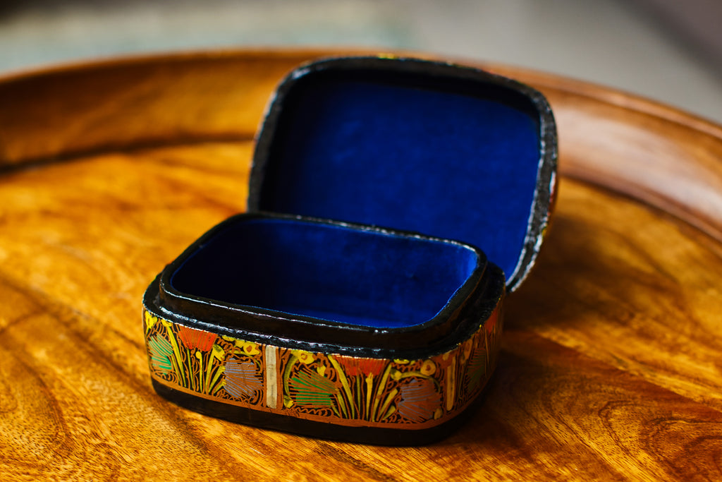 Hand-Painted Kashmiri Papier Mâché Jewelry Storage Box